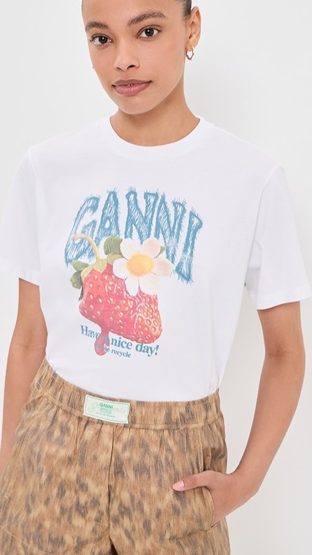 Basic Cotton Jersey Strawberry Print Tee