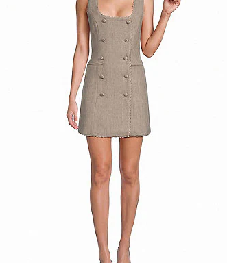 Luna Tailored Suit Scoop Neck Sleeveless Button Down Mini Dress