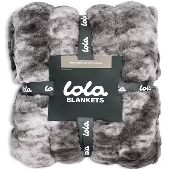 The Lola Original Ruched Faux Fur Blanket - Smoky Skies