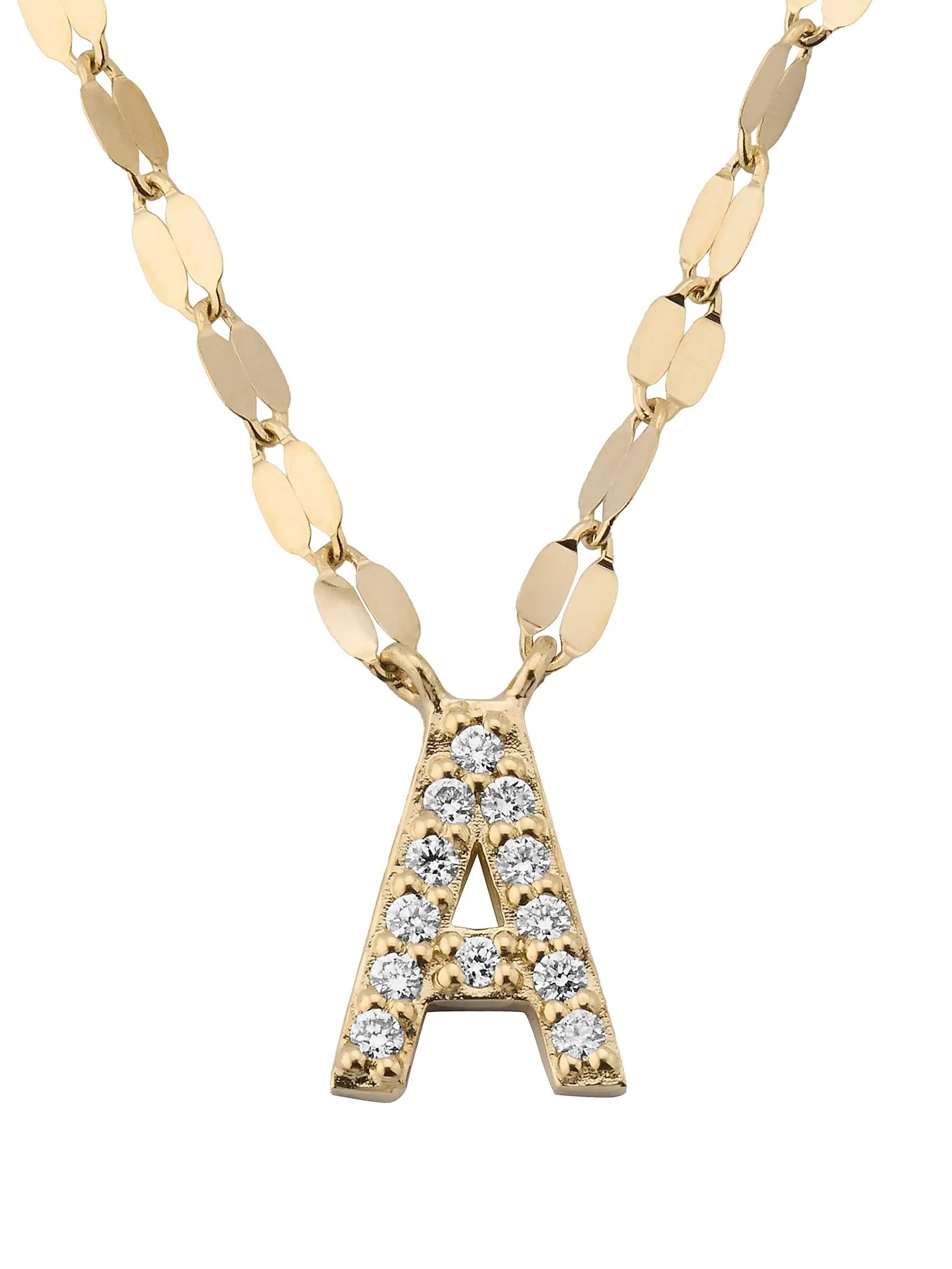 14K Yellow Gold & 0.06 TCW Diamond Initial Pendant Necklace