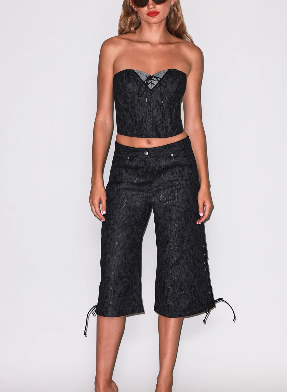 Lace Denim Culotte