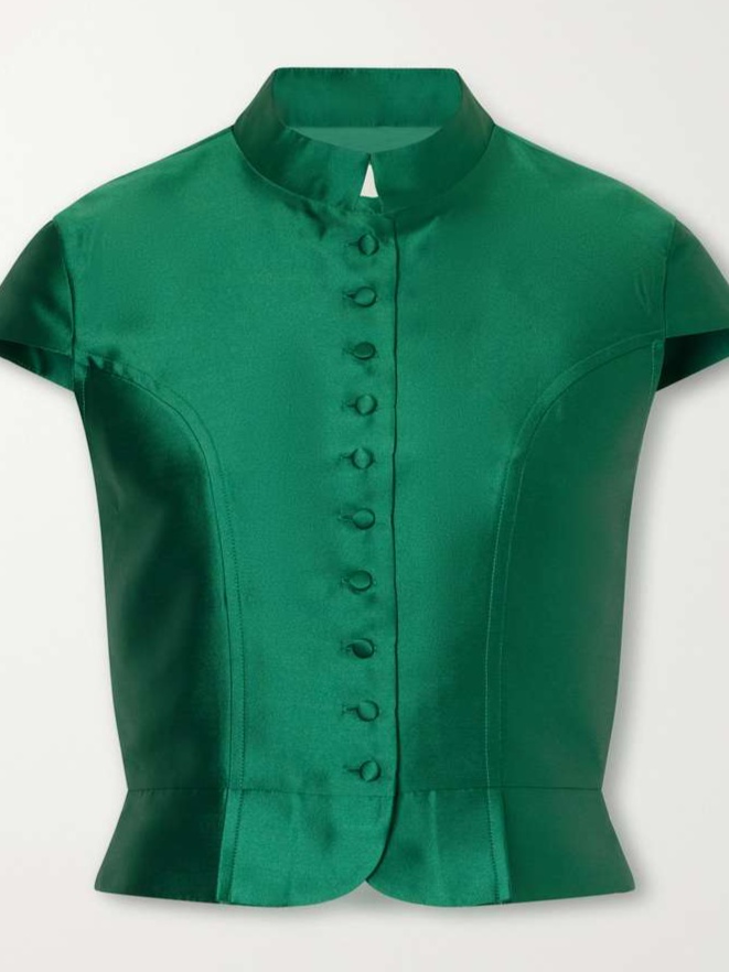 Amoako peplum paneled taffeta blouse