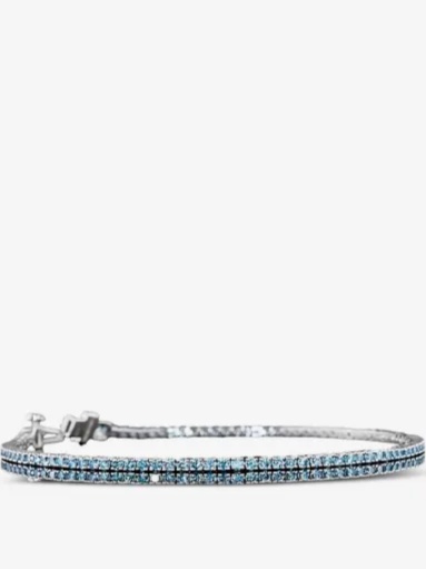 14K white gold lab-grown blue diamond tennis bracelet