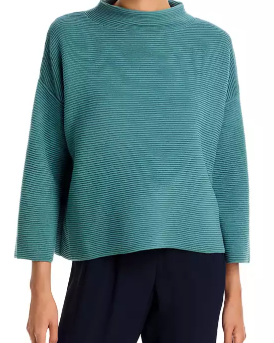 Funnel Neck Ribbed Sweater