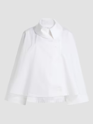 Draped Collar Cotton-Silk Shirt