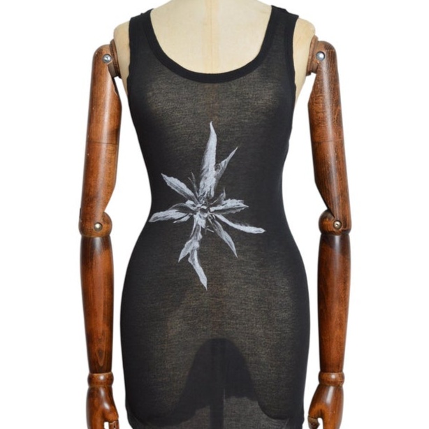 Ann Demeulemeester Black Semi Sheer Long Silk Tank Top - Vest
