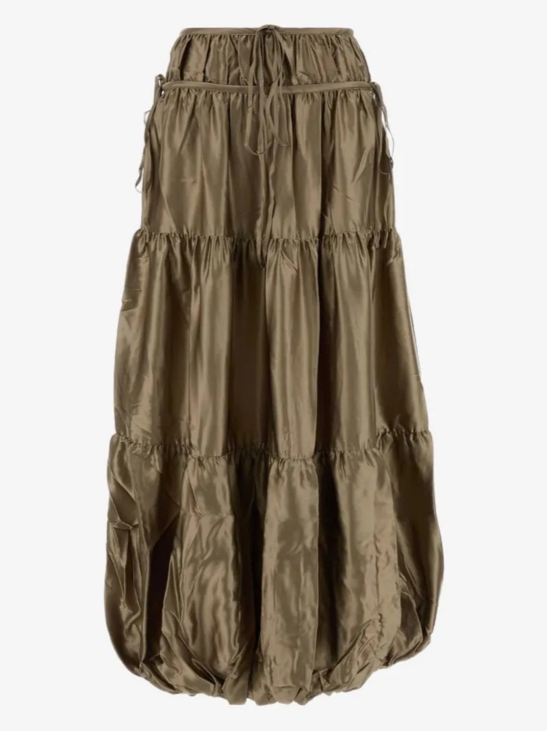 tiered silk maxi skirt