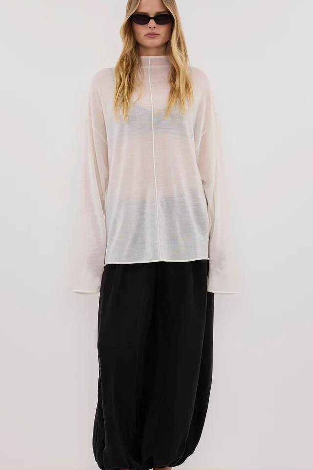Virelle Off White Merino Knit Top