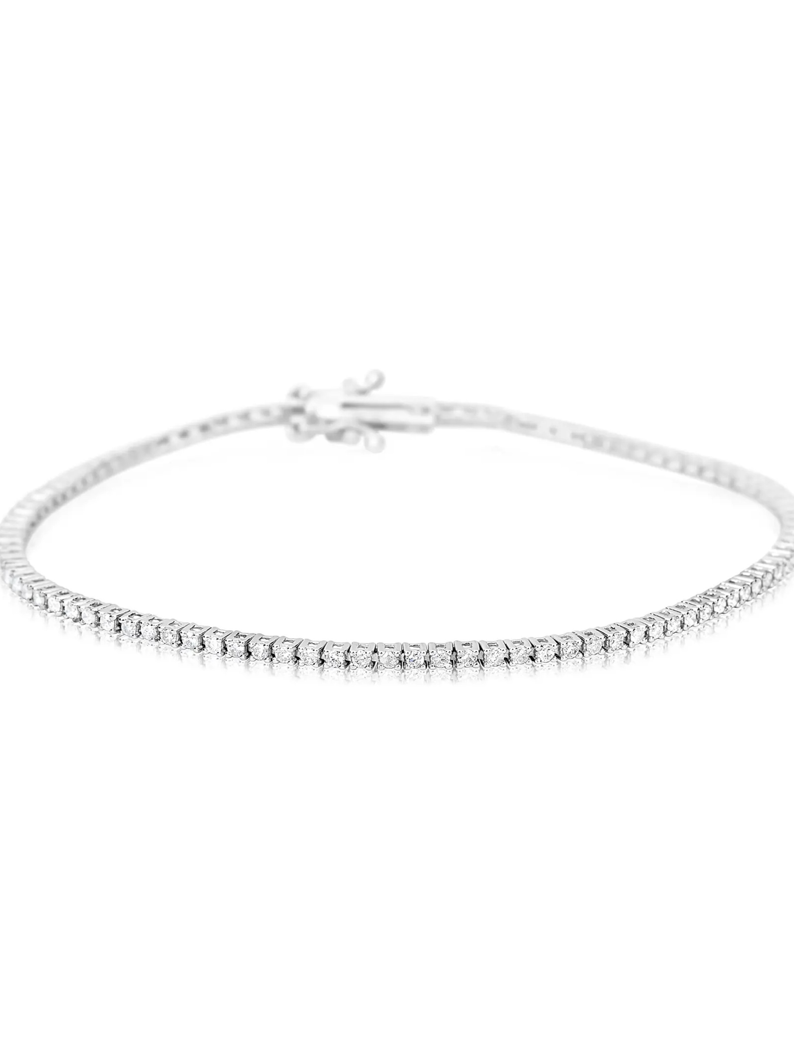 14K White Gold & 1 TCW Diamond Tennis Bracelet