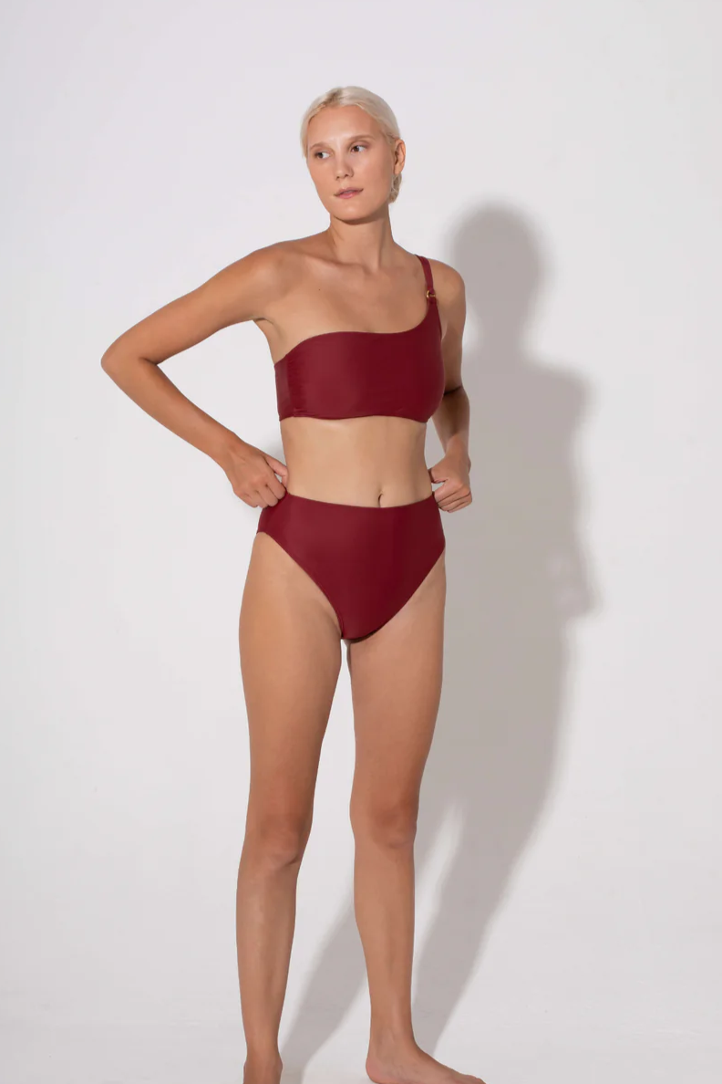 Annie High Waist Bottoms Burgundy