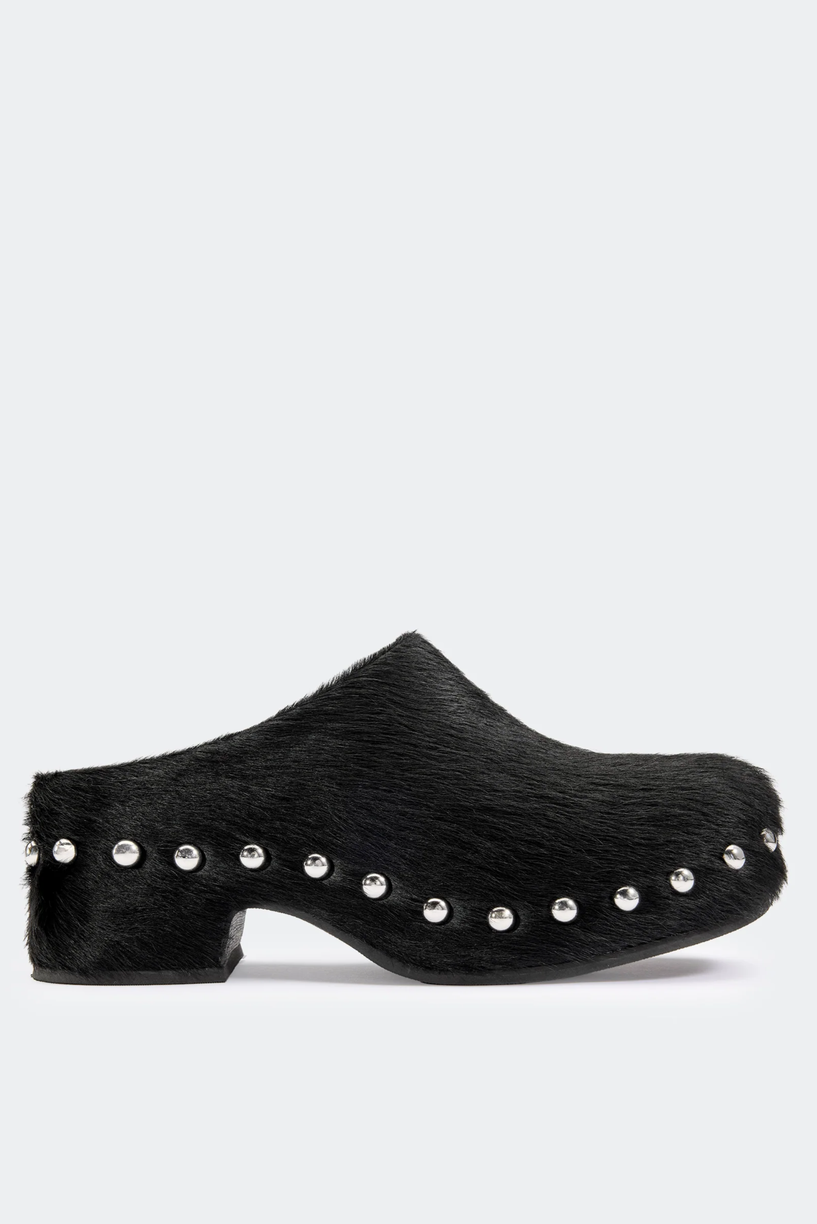 Haircalf Studded Rio Clog In Black/Silver