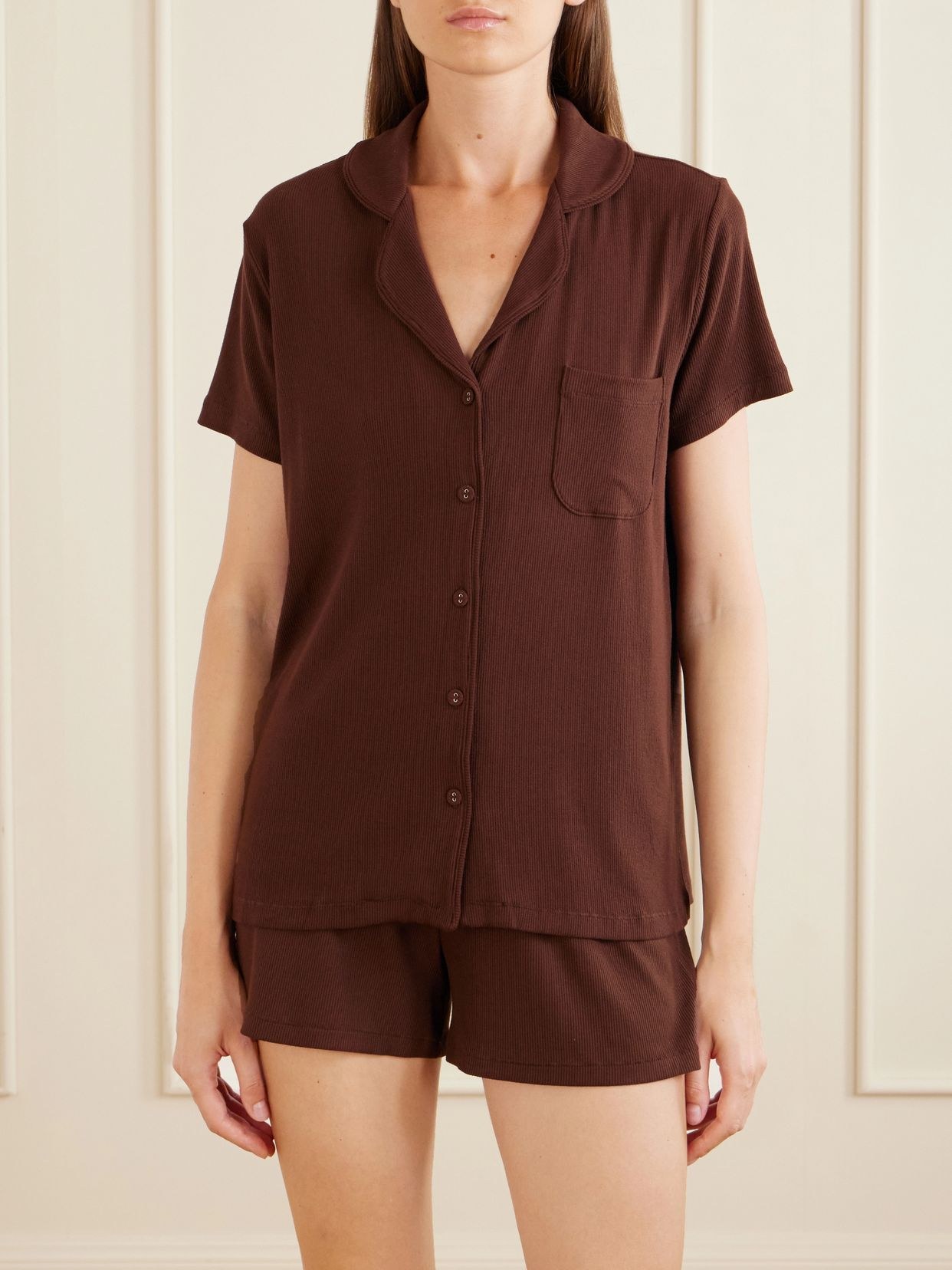 Soft Lounge ribbed modal-blend pajama set