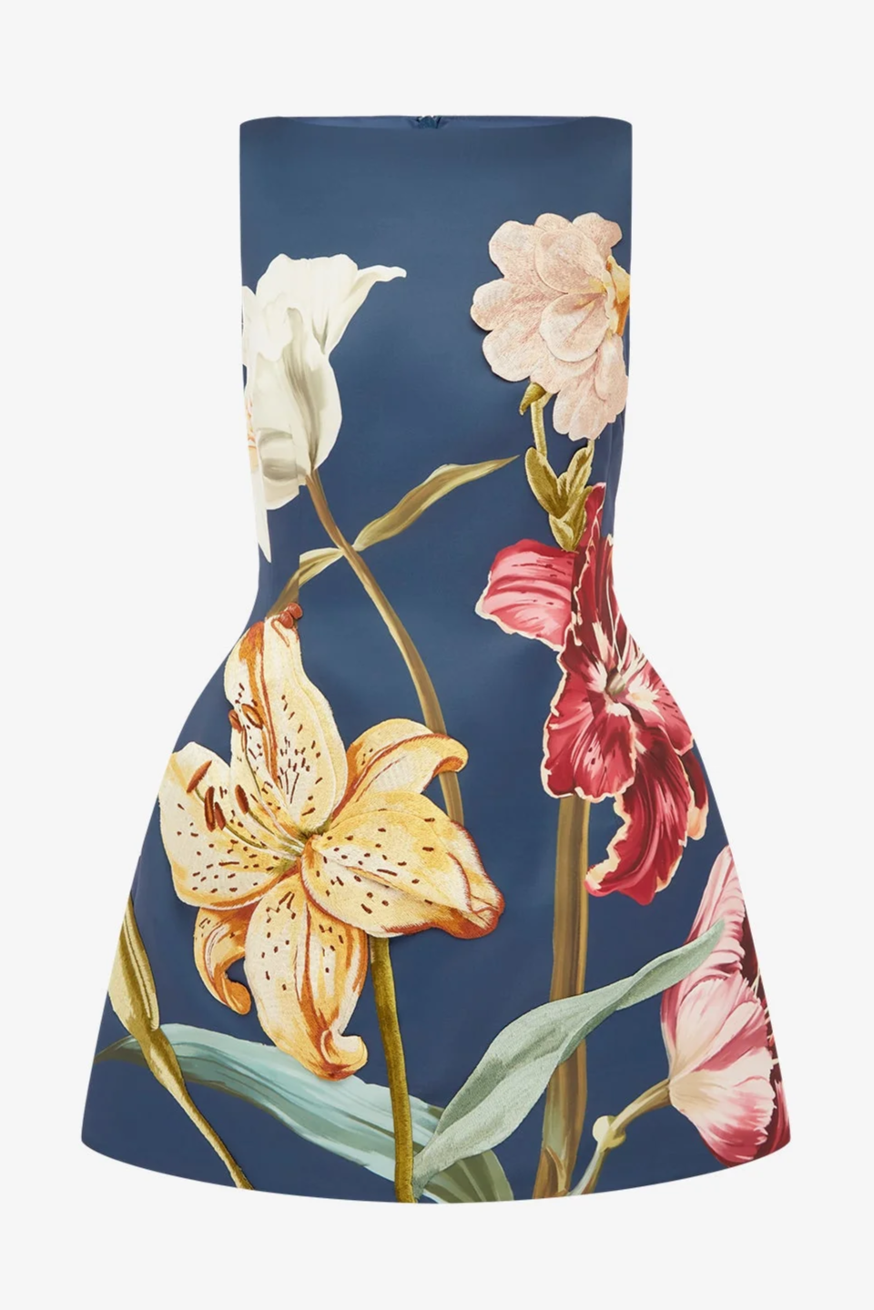 Ali Embroidered Mini Dress - Lily Print in Indigo