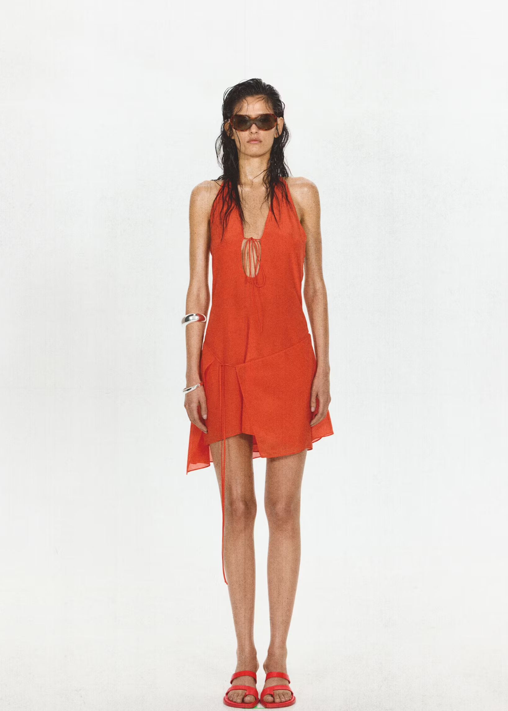 Silk overlay dress with bows