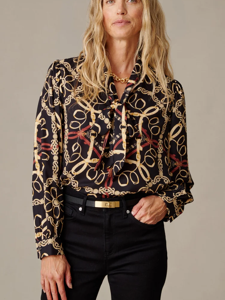 Maeve Silk Blend Blouse in Mini Heraldic Tassel
