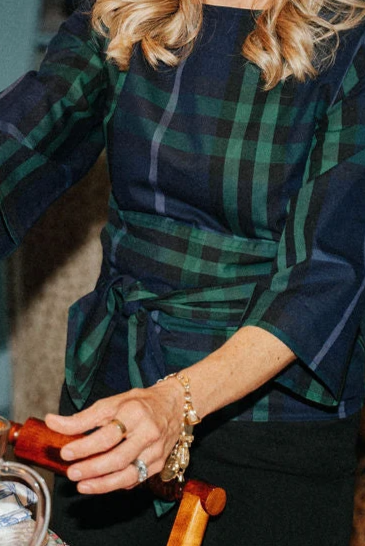 Esme Top in Navy Plaid