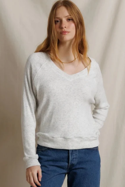 Brielle Brushed Cotton Mohair V Neck Longsleeve