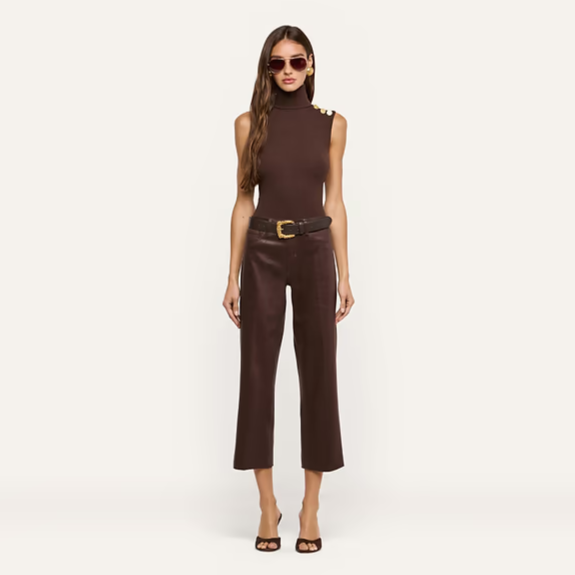 Wanda Coated Cropped Wide-Leg Jean