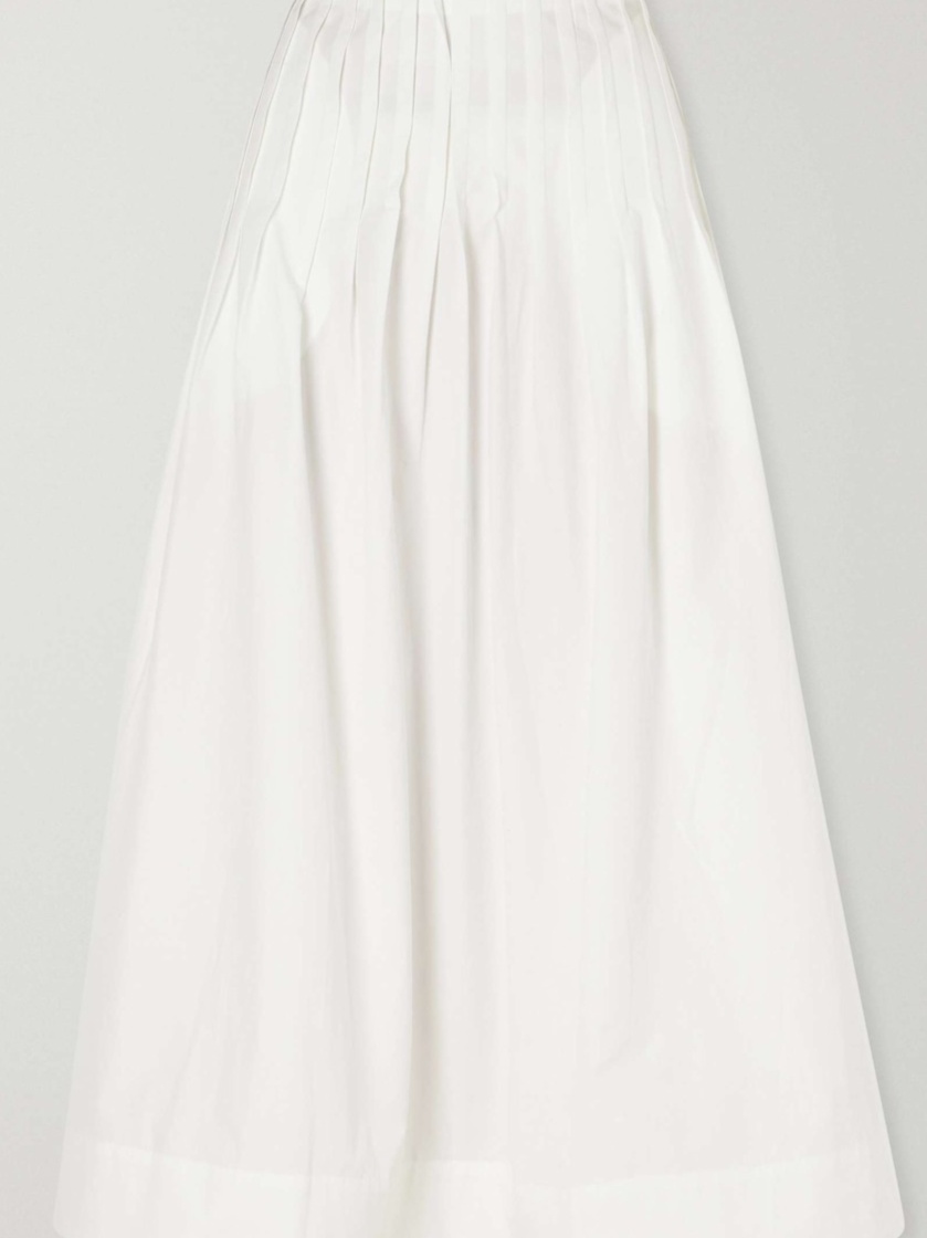 Pleated cotton-poplin maxi skirt