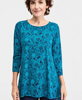 Women's Floral 3/4-Sleeve Swing Top