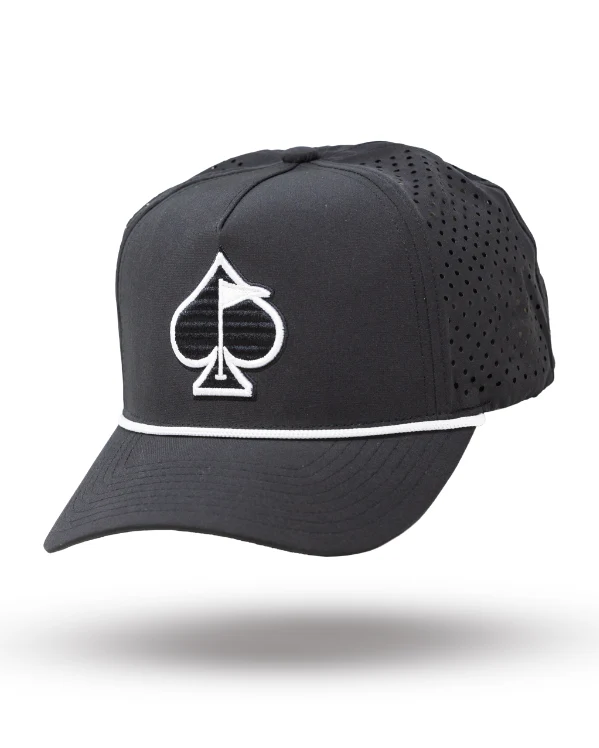 Pins and Aces Golf Perforated Rope Hat - Black