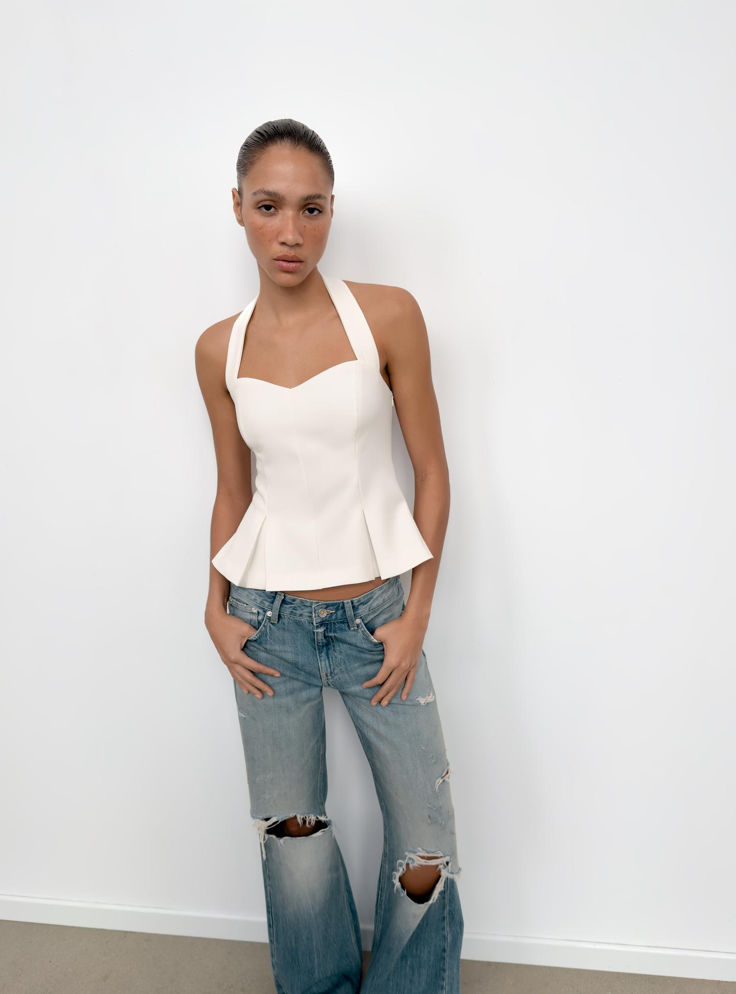 PLEATED HALTER TOP
