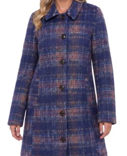 Women's Plaid Wool-Blend Swing Coat