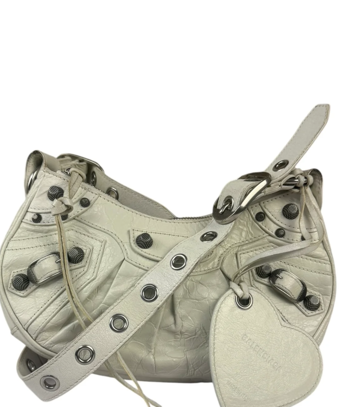 Balenciaga White Lambskin Le Cagole Shoulder Bag