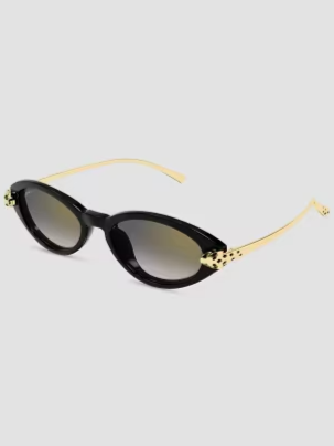 Panthère Classic 52MM 24K-Gold-Plated Oval Sunglasses