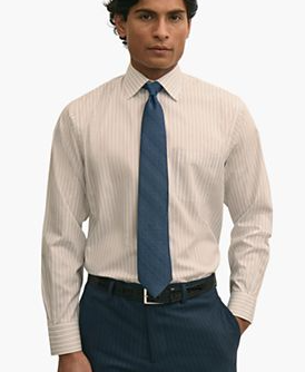 Men's Stripe Spread-Collar Dress Shirt