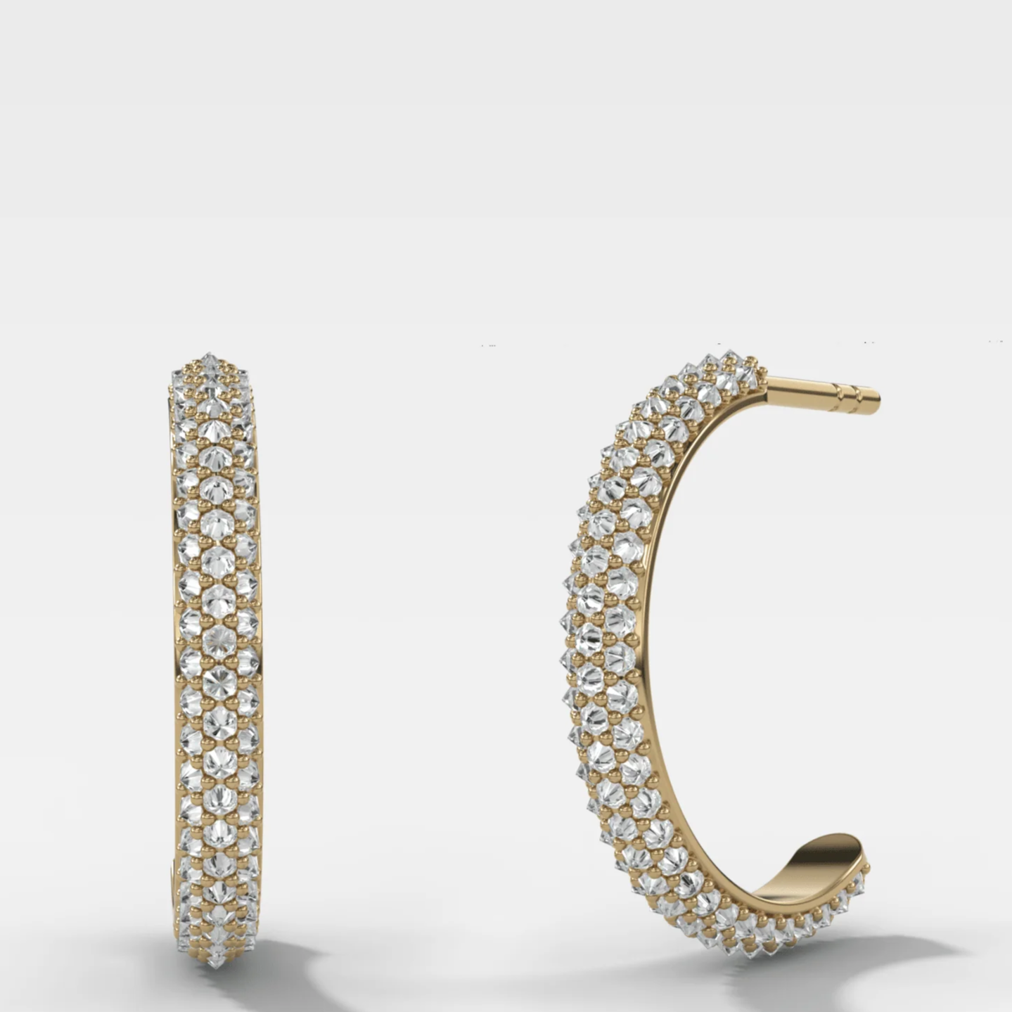 Inverted Pavé Diamond Knife Edge Huggies