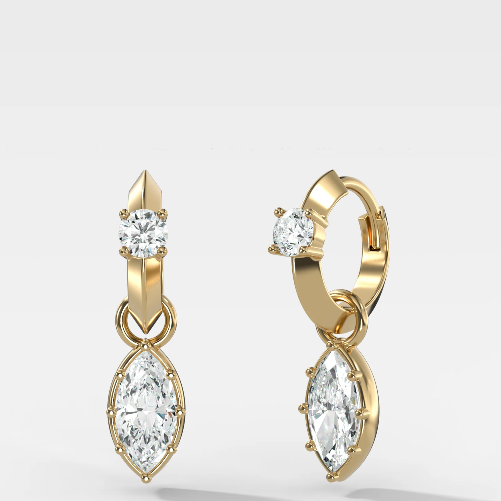 Knife Edge Huggies with Marquise Cut Diamond