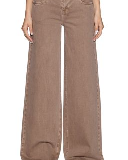 Drop Out Low Rise Wide Leg Jeans in Stone