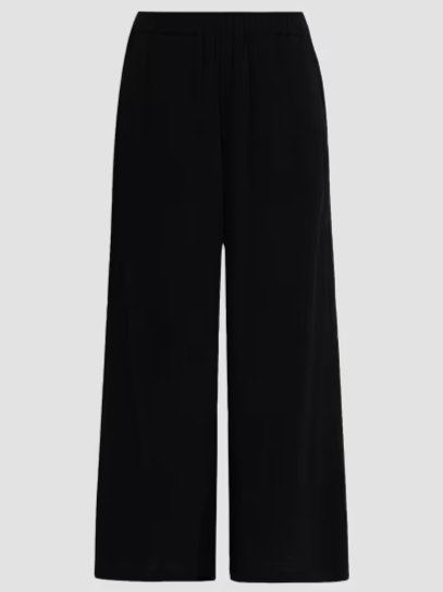Textured Wide-Leg Ankle Pants