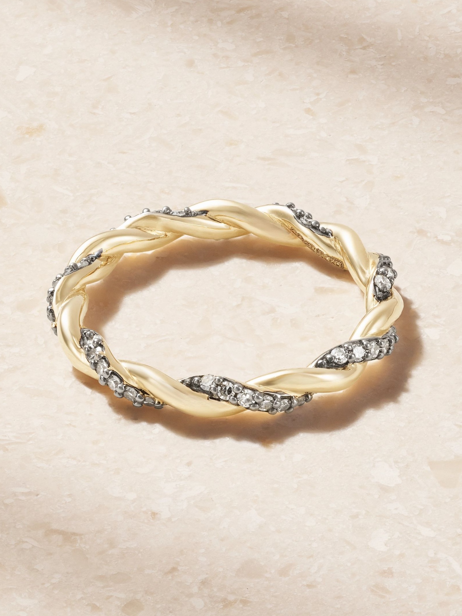 Antique Finish 14-karat gold diamond ring
