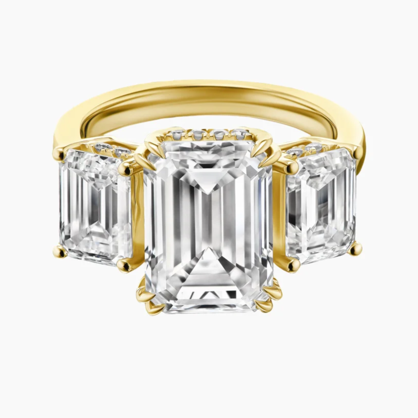 8.5 TCW Emerald Diamond Trilogy Ring
