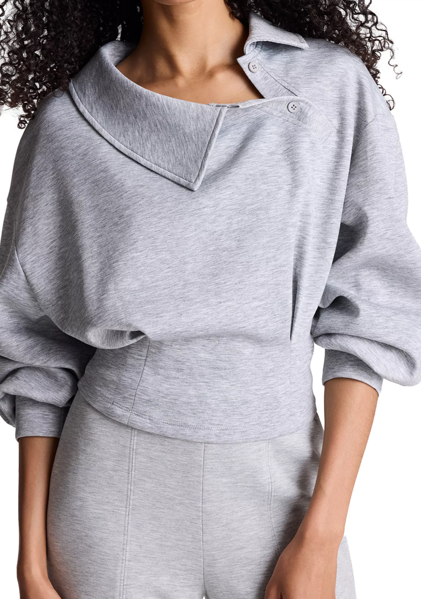 Women's Asymmetric Collar Pleated Long Sleeve Pullover