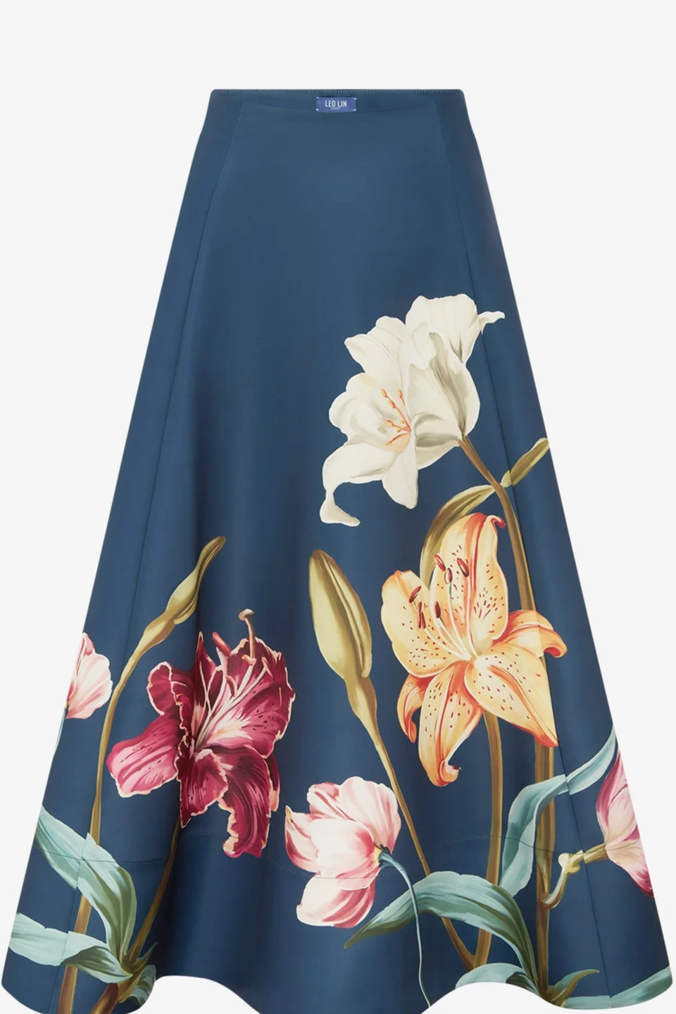 Elina Maxi Skirt - Lily Print in Indigo