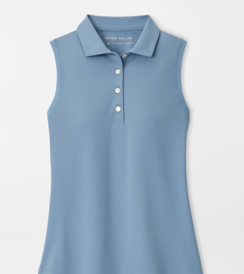 Women's Banded Sport Mesh Sleeveless Button Polo