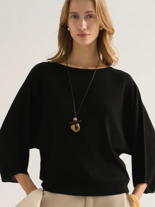 Leisure Merino Wool-Blend 3/4 Sleeve Dolman Sweater