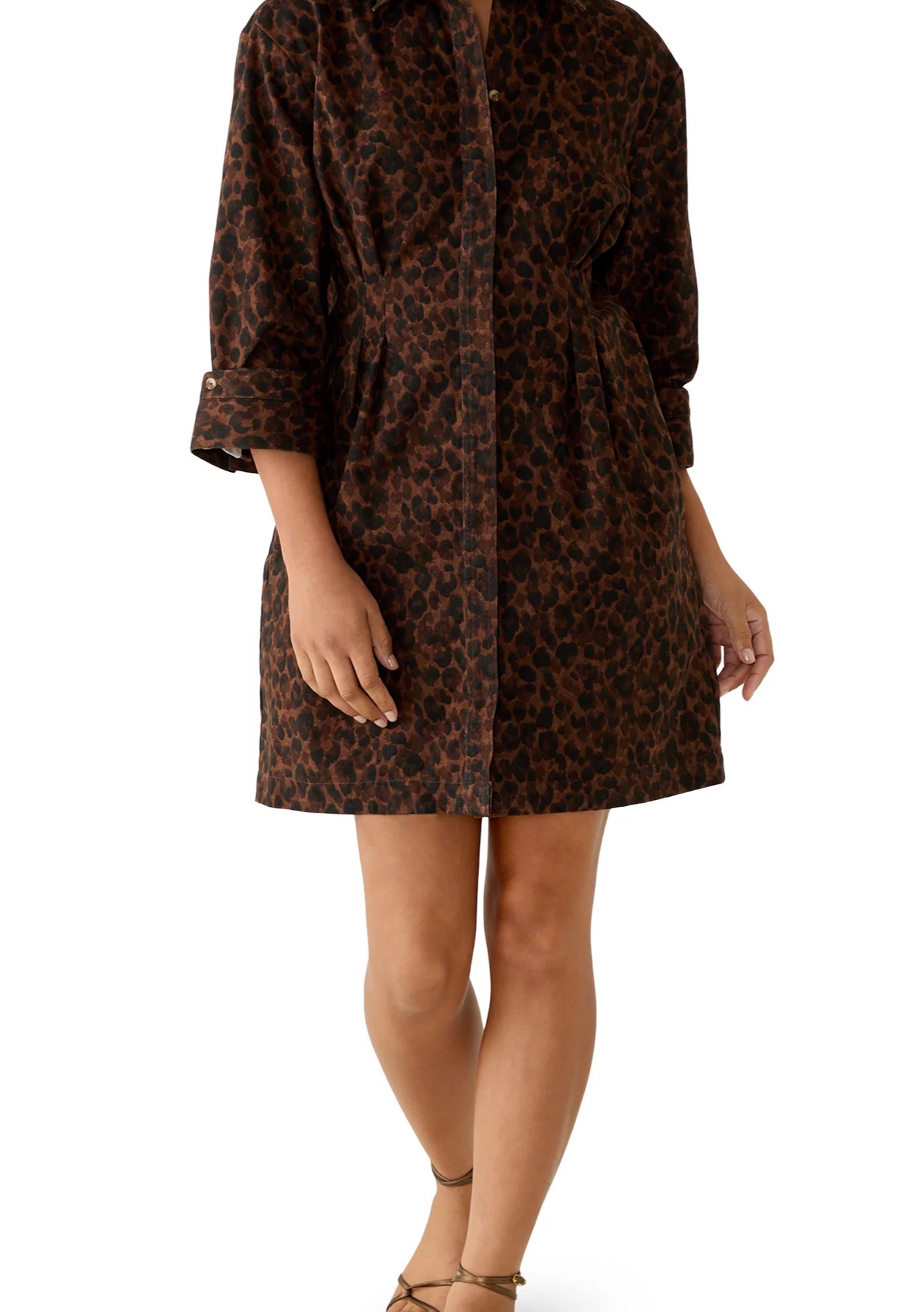 BELK OAK & TRELLIS WOMEN'S COLLAR BUTTON UP PLEAT FRONT DRESS