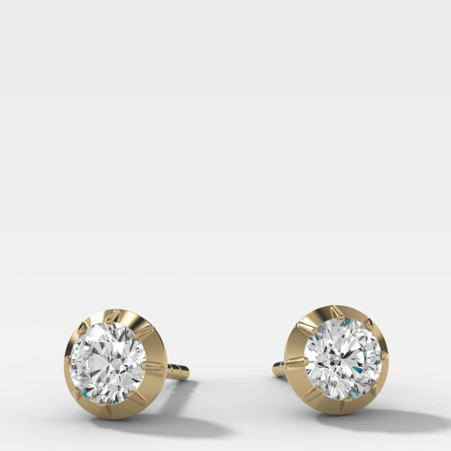 Button Back Studs with Round Cut Diamond