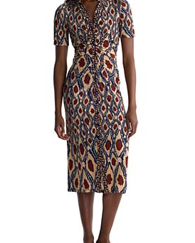 Zoey Collared V Neck Midi Dress