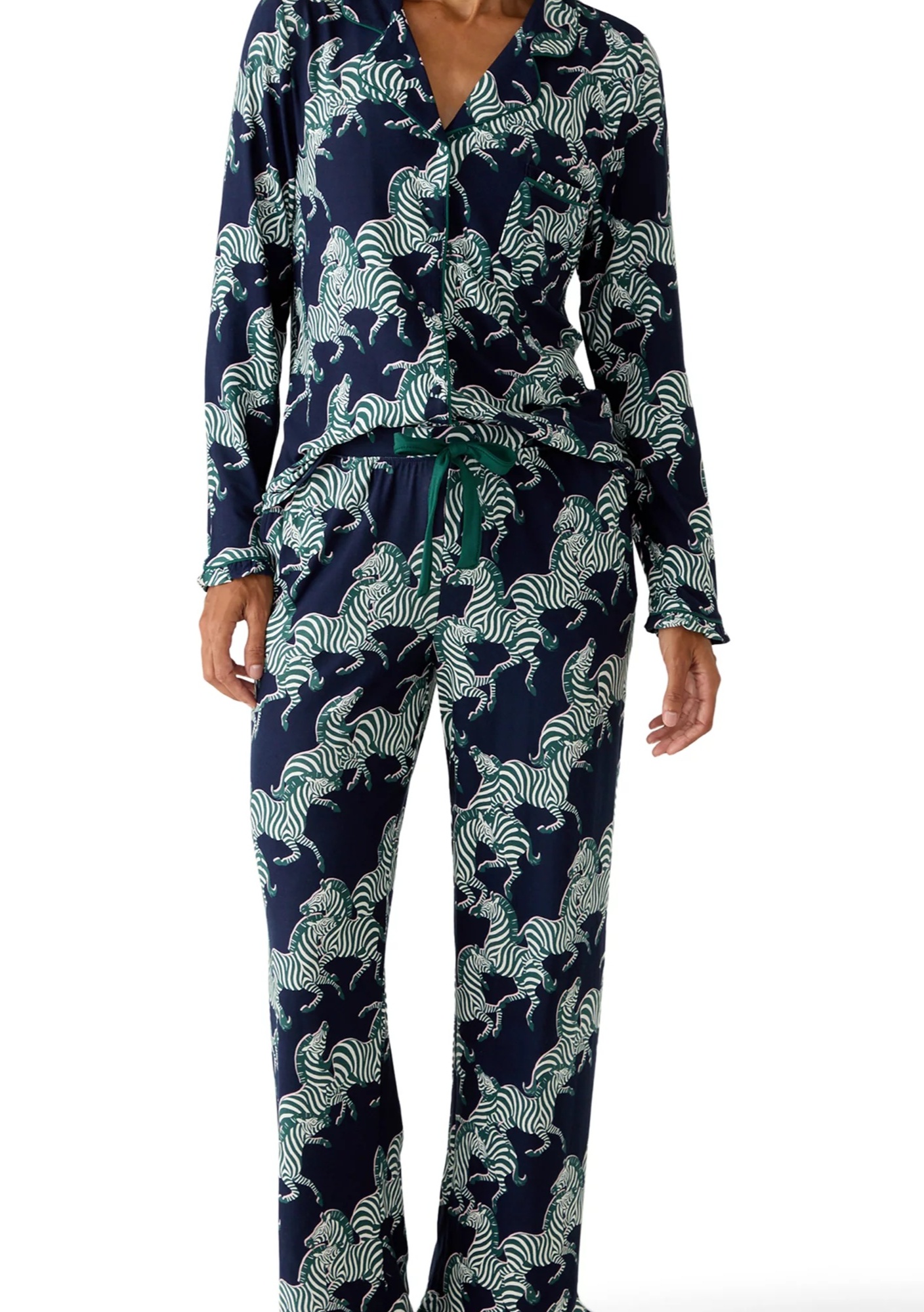 BELK CROWN & IVY WOMEN'S NOTCH COLLAR PRINT PAJAMA SET