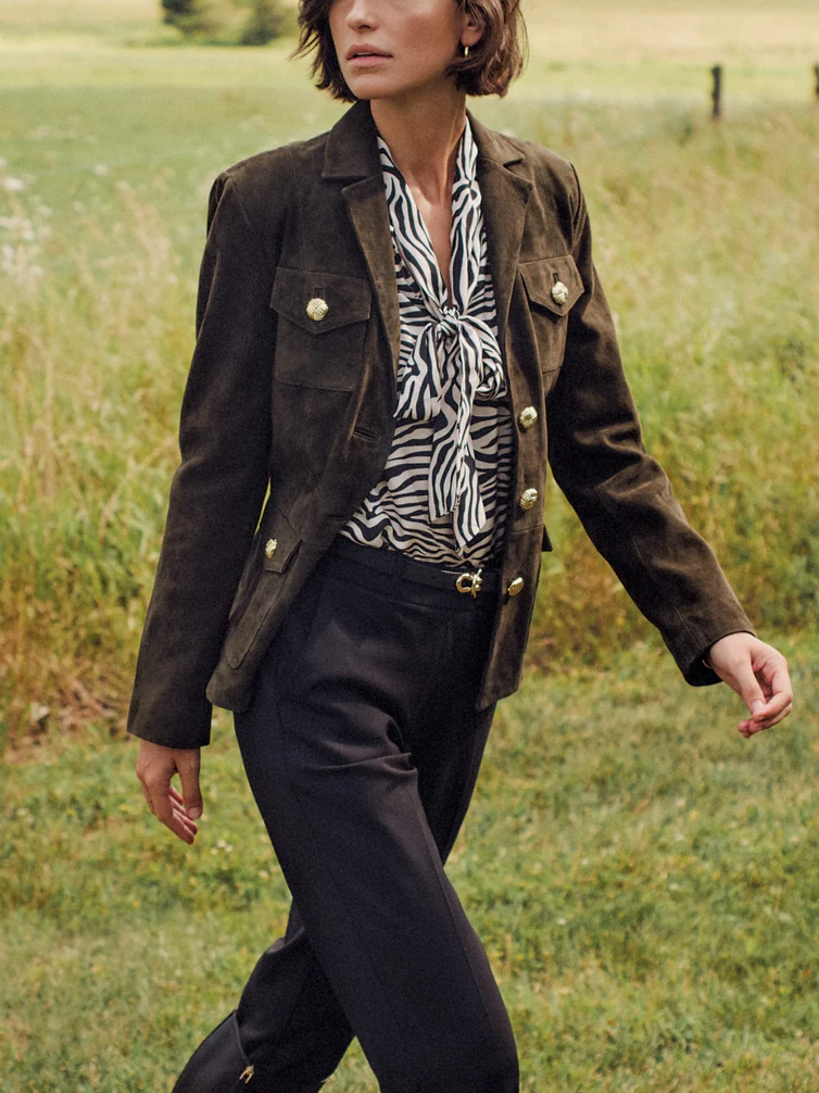 Marlowe Suede Jacket - Dark Olive