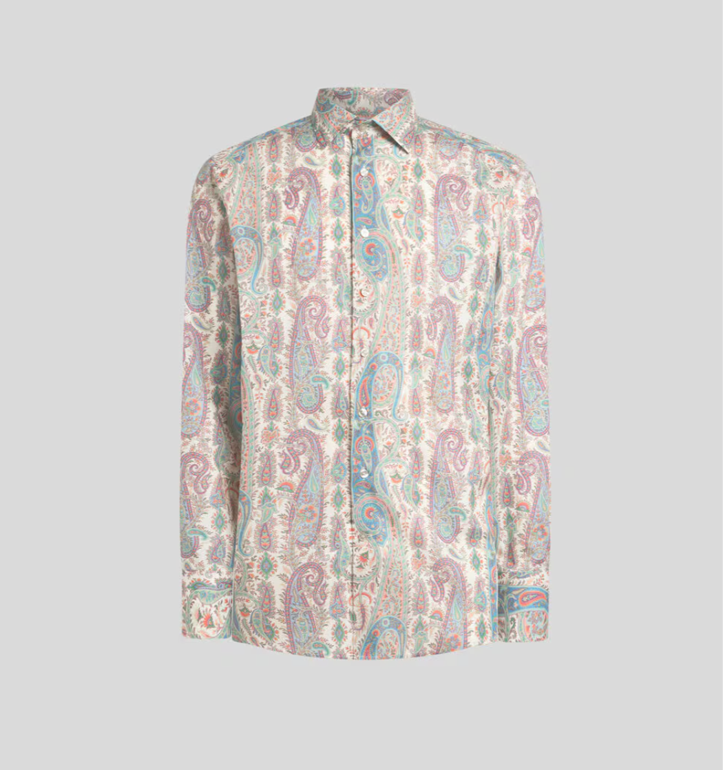 SHIRT IN COTTON MUSLIN WITH PAISLEY FOLIAGE MOTIF