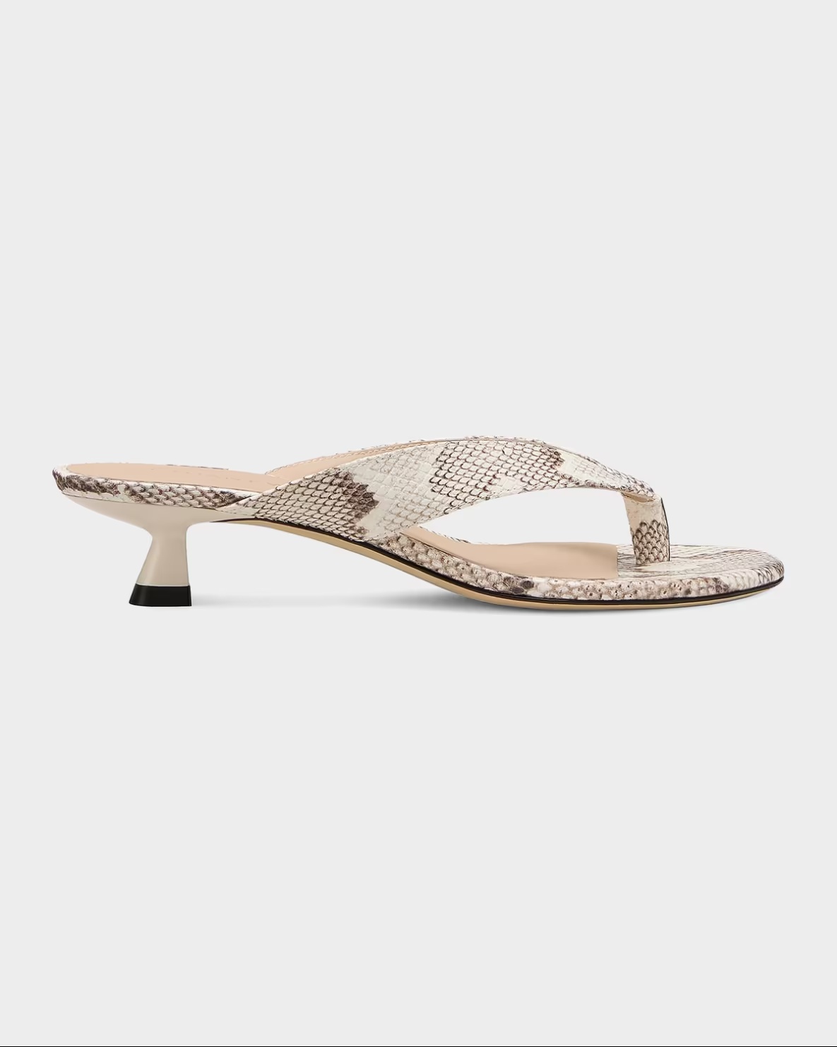 33mm Rio Snakeskin-Print Leather Kitten-Heel Thong Sandals