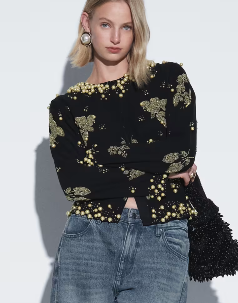 ASOS DESIGN embellished detail trophy jacket in black and gold