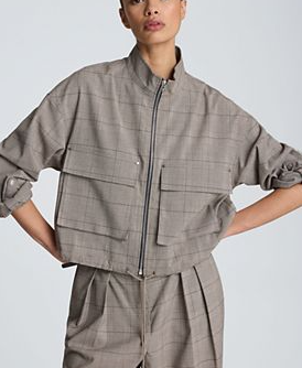 Women's Drawcord Flap Pocket Windbreaker Jacket