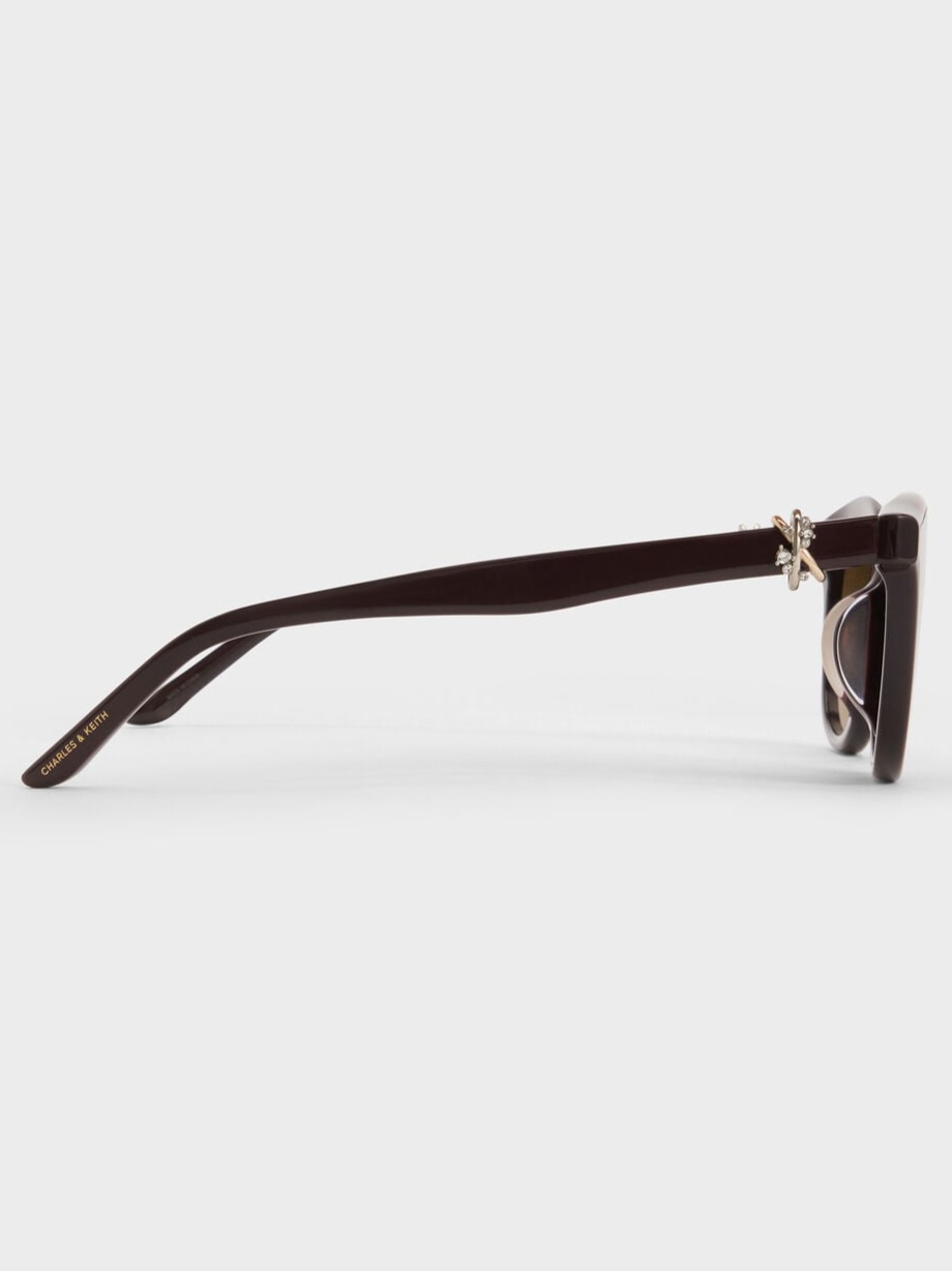 Roux Crystal Square Sunglasses - Espresso Brown